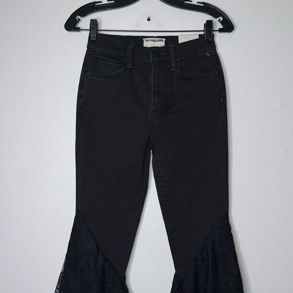We The Free Free People Mystique Lace Flare Jeans Black Size 24 - Picture 12 of 15